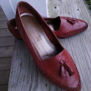 Vtg Westies Reddish Brown Leather Tassel Loafers 7.5 M Brazil